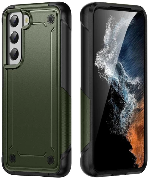 For Samsung Galaxy S21 FE 5G 2 in 1 Soft TPU Hard PC Phone Case(Army Green) (OEM)