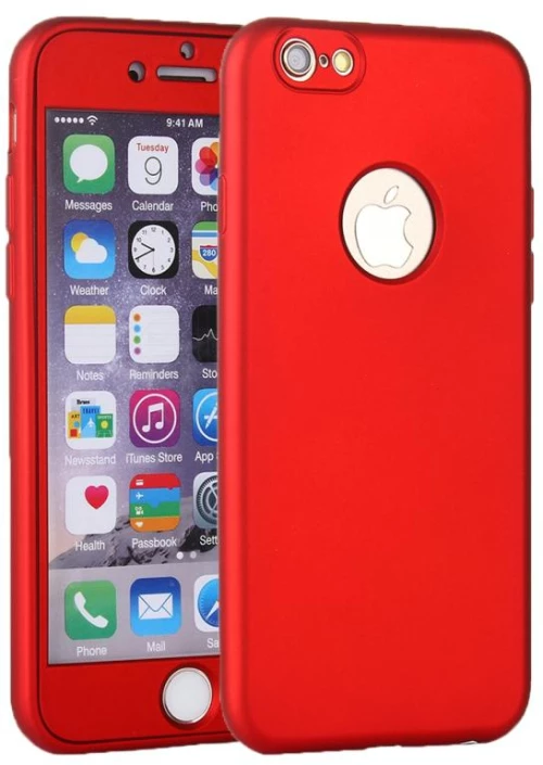 For iPhone 6 Plus & 6s Plus 360 Degree Shockproof Oil Spout Silicone Back Case + PC Cover Combination Protective Case(Red) (OEM)