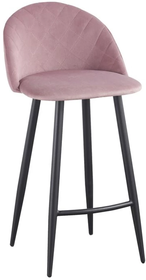 WOODWELL BELLA Σκαμπό BAR με Πλάτη, Μέταλλο Βαφή Μαύρο, Ύφασμα Velure Απόχρωση Dirty Pink 48x52x70/94cm 48x52x70/94cm ΕΜ758,1