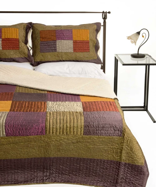 ΚΟΥΒΕΡΛΙ σετ (160cm x 220cm + 1 x 50cm x 70cm)  6153 λαδί Silk Fashion