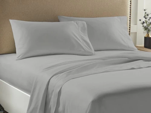 Σετ Σεντόνια Διπλά Μονόχρωμα Economy Γαρύφαλλο 225x245 - Γκρί Ανοιχτό, Με Λάστιχο 185x200+23