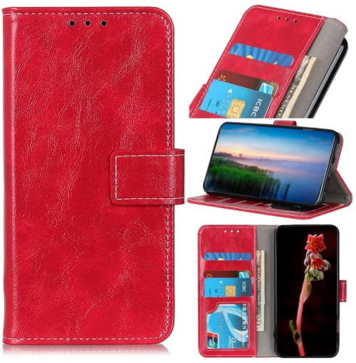 For Xiaomi Mi 11T / 11T Pro Retro Crazy Horse Texture Horizontal Flip Leather Case with Holder & Card Slots & Photo Frame & Wallet(Red) (OEM)