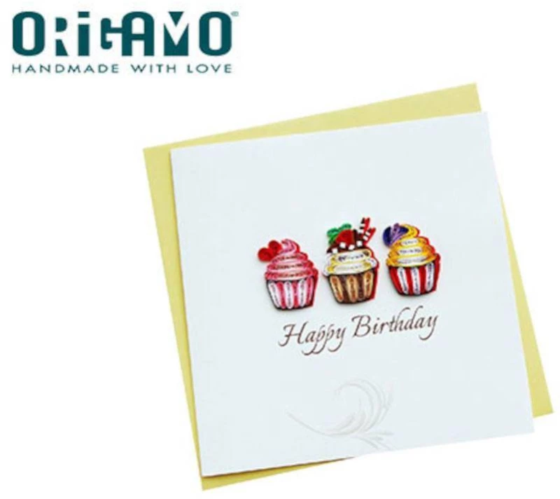 ORIGAMO ΚΑΡΤΑ ΕΥΧΕΤΗΡΙΑ QUILLING CUPCAKES 16.2x16.5cm FILIGRANA