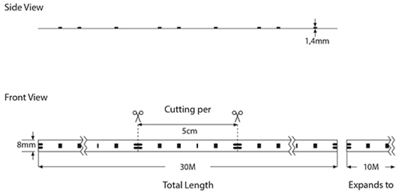 ΤΑΙΝΙΑ LED 30M 10W 12V 6500K IP20 PRO