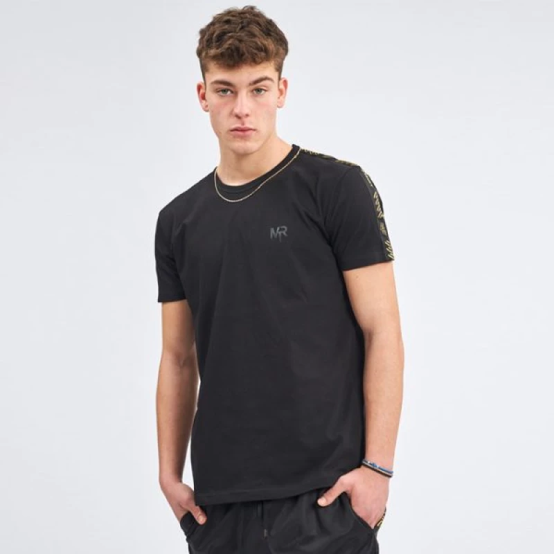 T-Shirt λαιμόκοψη με τρέσα Lion – Μαύρο Μαύρο