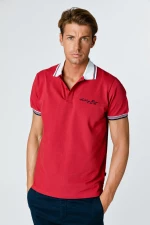 OPUA POLO PIQUE S/S STR. COL+CUF+EMBR.SAILING TEAM Κόκκινο