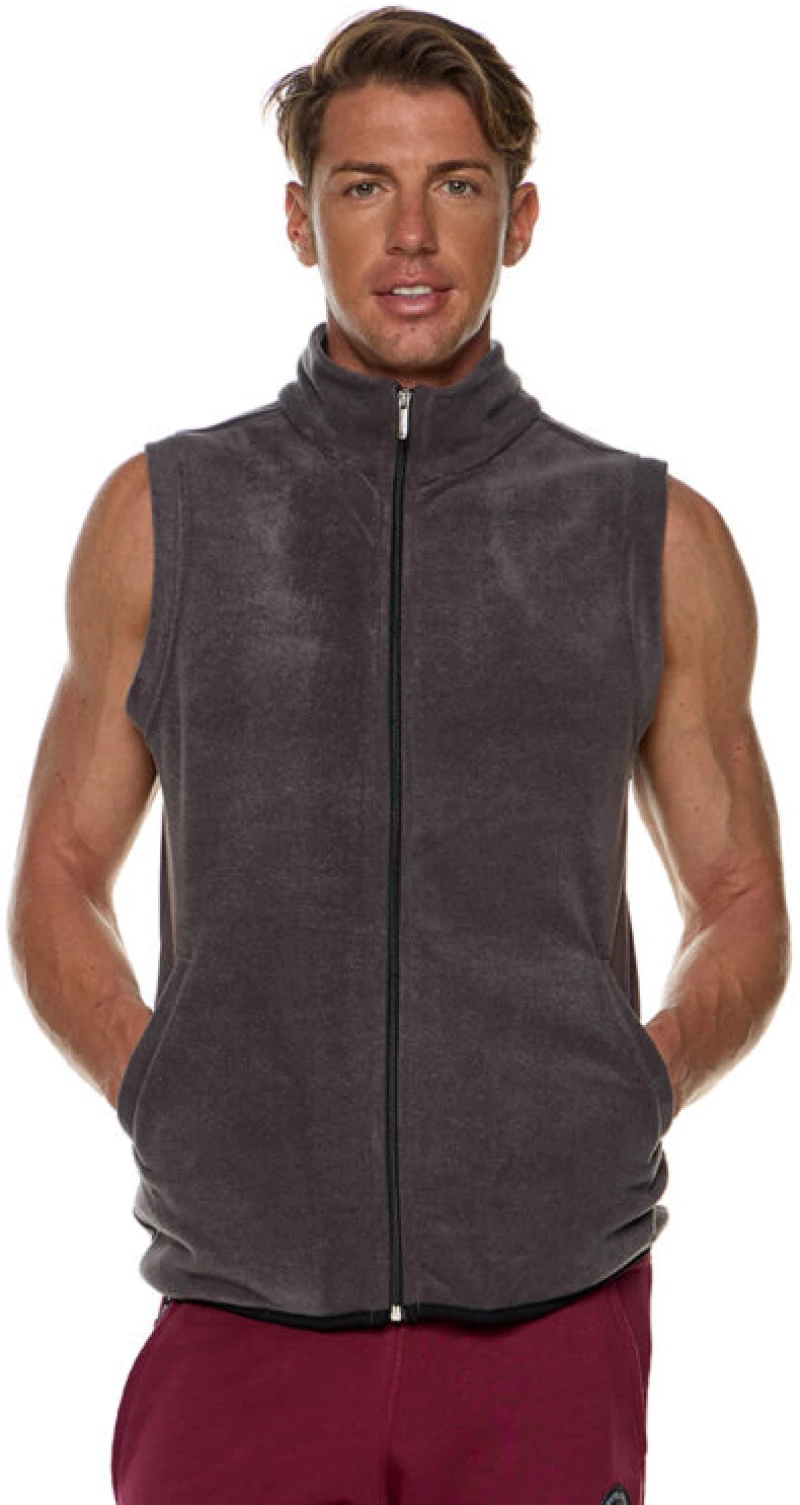 Γιλέκο fleece με γιακά και τσέπες #1364 ανθρακι