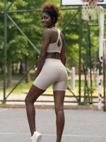Ψηλόμεσο Midi Σορτς Push-Up και Σύσφιξης Q-631 Beige Su