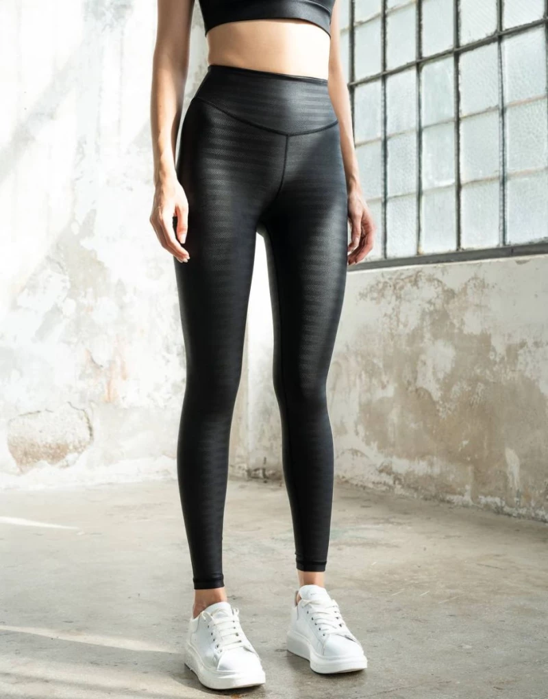Ψηλόμεσο Κολάν Push-Up και Σύσφιξης "Like Leather" Q-662 Black