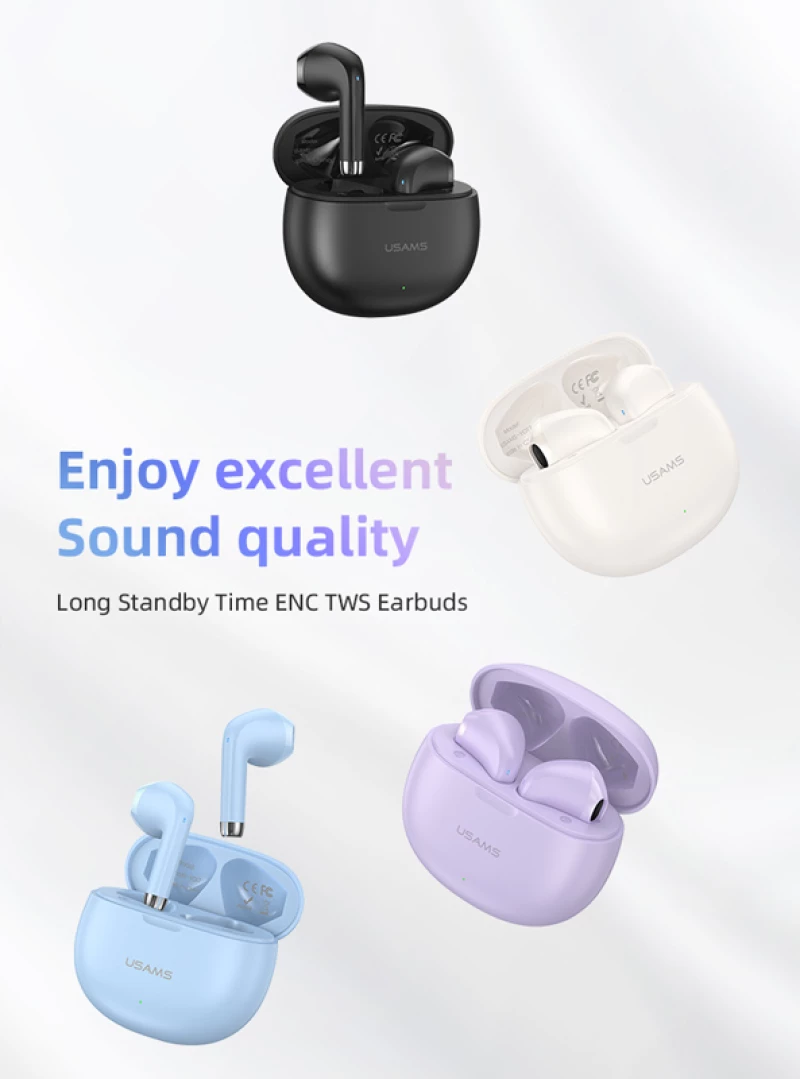 USAMS earphones με θήκη φόρτισης US-YO17  True Wireless  μαύρα