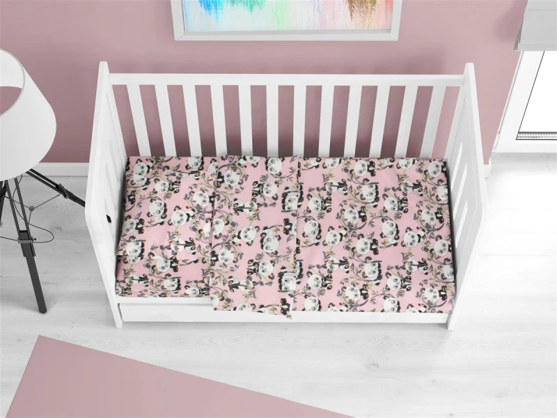 ΣΕΝΤΟΝΙΑ ΕΜΠΡΙΜΕ ΣΕΤ 3 τεμ bebe Panda Bear 97 120X160 Pink 100% Cotton Flannel - -
