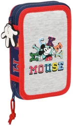 Κασετίνα γεμάτη Mickey Mouse με 2 θέσεις 20 x 12 x 4 cm 505685 μπλε - γκρι