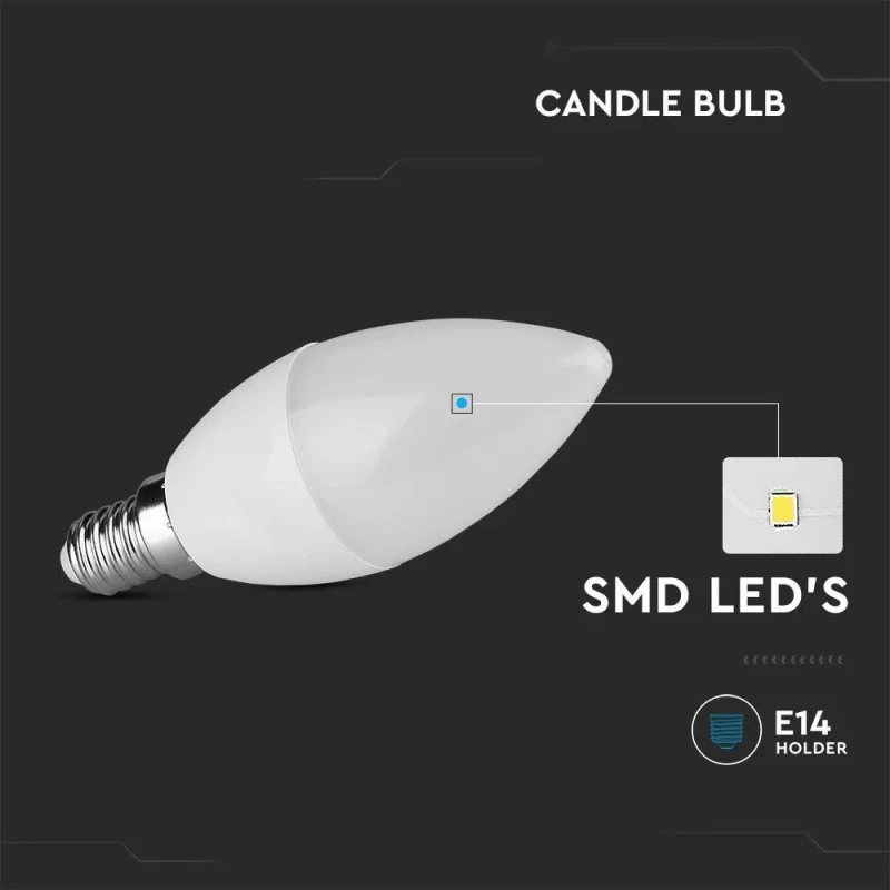 V-TAC Λάμπα LED E14 Κερί SMD 4.5W φυσικό λευκό 4000K