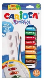 382297 Carioca τέμπερεΣ 12χρωμάτων 10ml σε πλαστική θήκη (ΣΕΤ 6 ΤΕΜΑΧΙΩΝ)
