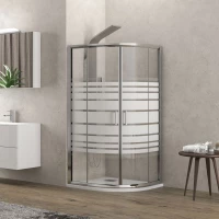 Karag New Flora 200 Καμπίνα Ντουζιέρας Ημικυκλική με σεριγραφάτο κρύσταλλο & Συρόμενη Πόρτα 80x80x180cm
