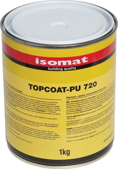 ISOMAT TOPCOAT-PU 710 Ελαστική πολυουρεθανική προστατευτική επίστρωση ενός συσ/κού, ανεπηρέαστη από τη UV ακτινοβολία 5kg Λευκό