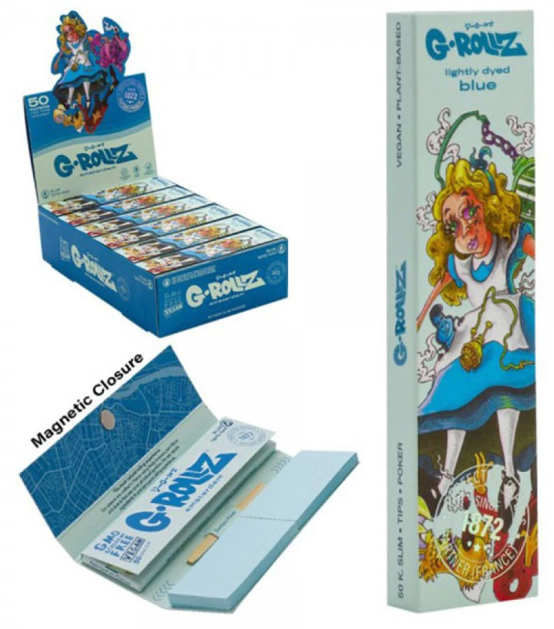 G-Rollz Χαρτάκια Blue (Alice) - King Size Slim 50φ. με Τζιβάνα