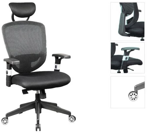 269208 BF9100 ΠΟΛΥΘΡΟΝΑ ΓΡΑΦΕΙΟΥ ΔΙΕΥΘΥΝΤΗ, MESH ΜΑΥΡΟ, ΜΠΡΑΤΣΑ UP-DOWN 65X62X114/122CM