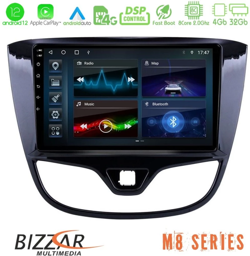 Bizzar m8 Series Opel Karl 2015-2019 8core Android12 4+32gb Navigation Multimedia Tablet 9" u-m8-Op1060