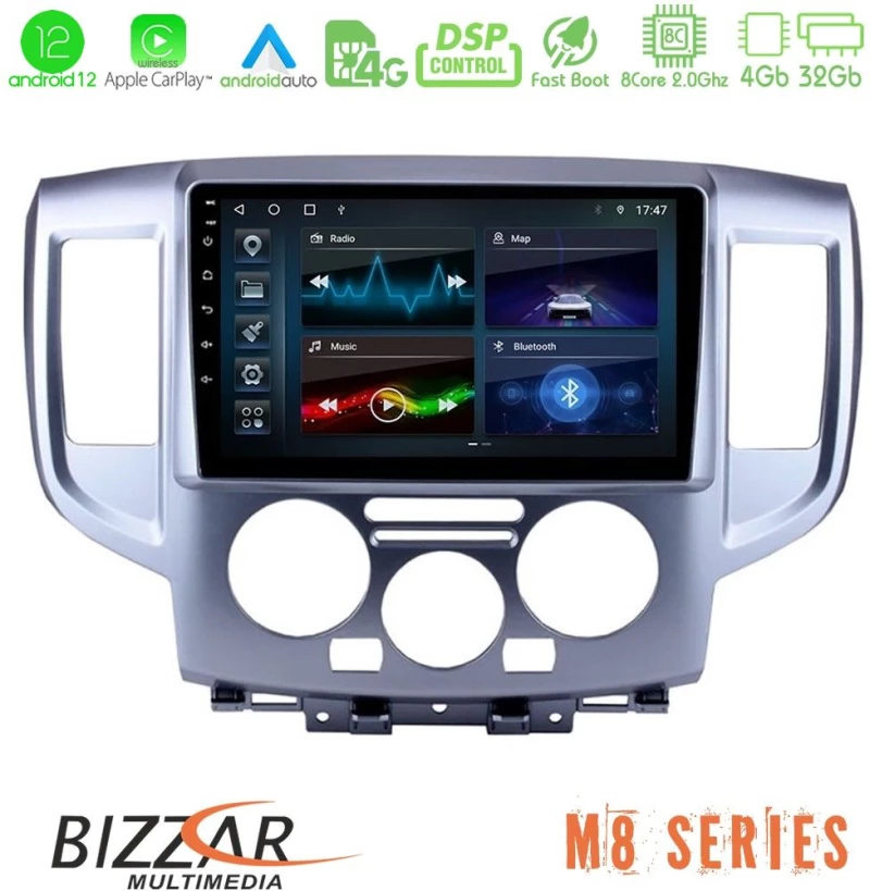 Bizzar m8 Series Nissan Nv200 8core Android12 4+32gb Navigation Multimedia Tablet 9" u-m8-Ns391