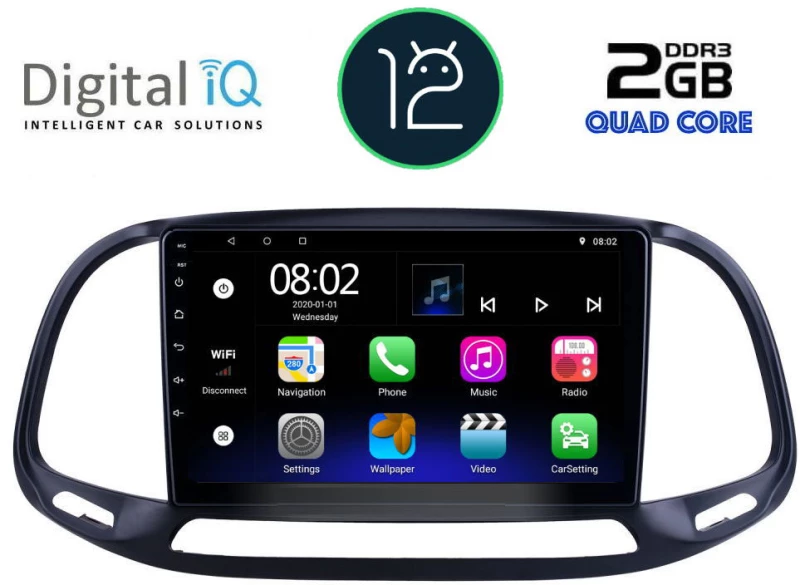 DIGITAL IQ RTB 2138_GPS (9inc) MULTEMDIA MULTIMEDIA TABLET OEM FIAT DOBLO – OPEL COMBO mod. 2015-2018