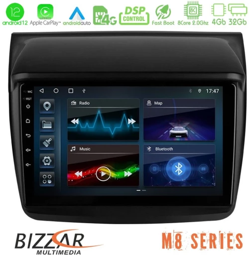 Bizzar m8 Series Mitsubishi L200 8core Android13 4+32gb Navigation Multimedia Tablet 9 u-m8-Mt0314