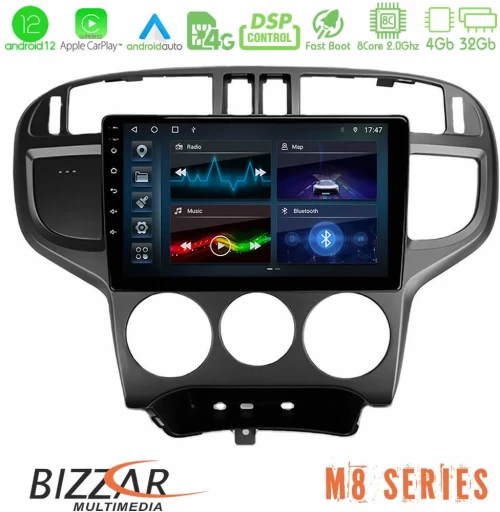 Bizzar m8 Series Hyundai Matrix 2001-2010 8core Android13 4+32gb Navigation Multimedia Tablet 9 u-m8-Hy1024