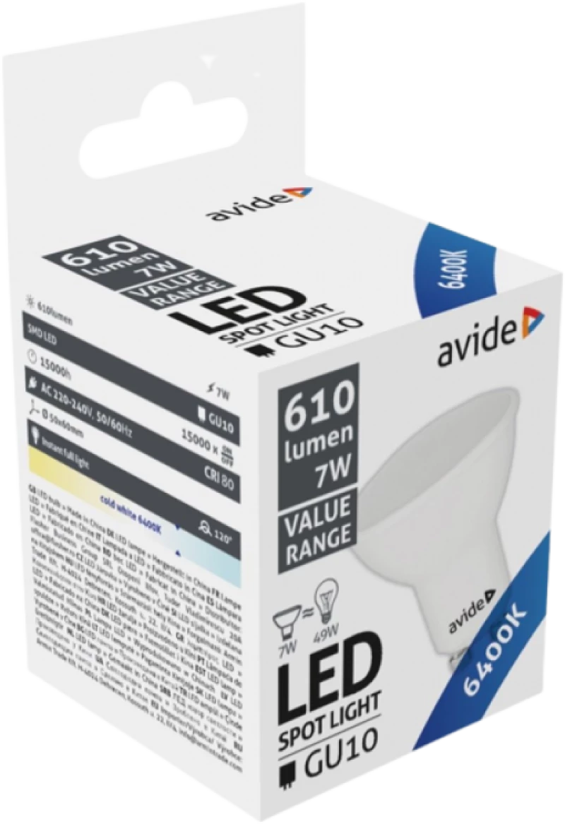 jager ΛΑΜΠΑ LED AVIDE 7W GU10 6400Κ ΣΠΟΤΑΚΙ (AV-921389)
