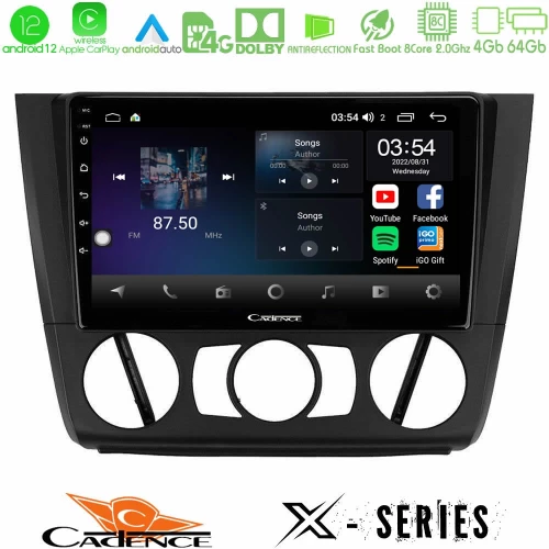 Cadence x Series bmw 1series E81/e82/e87/e88 (Manual A/c) 8core Android12 4+64gb Navigation Multimedia Tablet 9 u-x-Bm1011