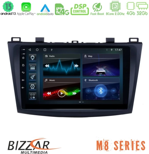 Bizzar m8 Series Mazda 3 2009-2014 8core Android13 4+32gb Navigation Multimedia Tablet 9 u-m8-Mz0228