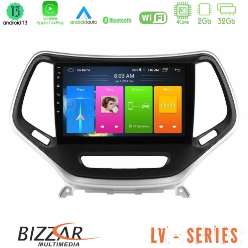 Bizzar lv Series Jeep Cherokee 2014-2019 4core Android 13 2+32gb Navigation Multimedia Tablet 9 (Ασημί Χρώμα) u-lv-Jp0077s