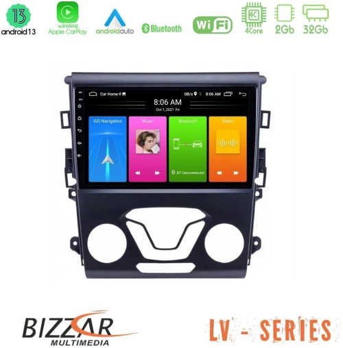 Bizzar lv Series Ford Mondeo 2014-2017 4core Android 13 2+32gb Navigation Multimedia Tablet 9 u-lv-Fd0106