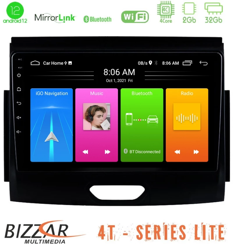 Bizzar 4t Series Ford Ranger 2017-2022 4core Android12 2+32gb Navigation Multimedia Tablet 9 u-lvb-Fd0496