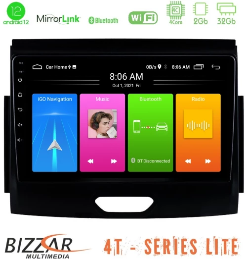 Bizzar 4t Series Ford Ranger 2017-2022 4core Android12 2+32gb Navigation Multimedia Tablet 9 u-lvb-Fd0496