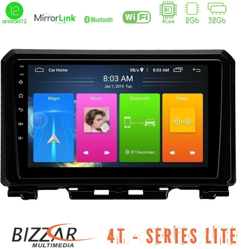 Bizzar 4t Series Suzuki Jimny 2018-2022 4core Android12 2+32gb Navigation Multimedia Tablet 9 u-lvb-Sz0546