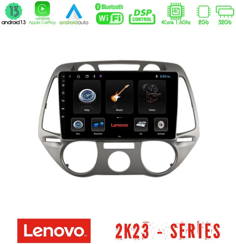 Lenovo car pad Hyundai i20 2009-2012 Manual a/c 4core Android 13 2+32gb Navigation Multimedia Tablet 9 u-len-Hy0709m