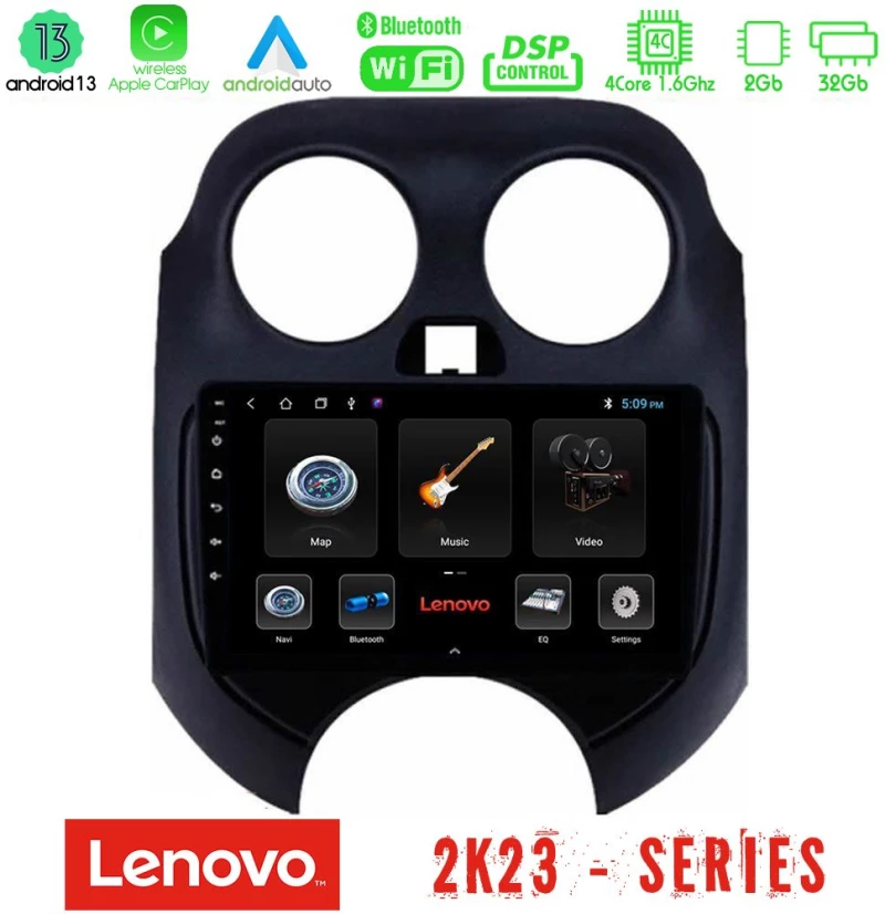 Lenovo car pad Nissan Micra 2011-2014 4core Android 13 2+32gb Navigation Multimedia Tablet 9 u-len-Ns0757