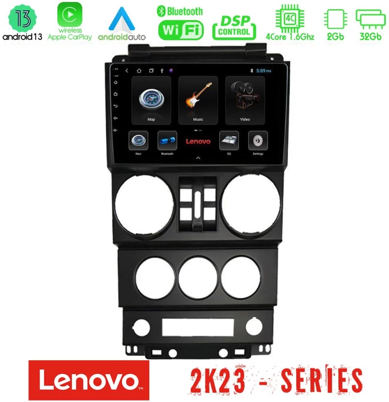Lenovo car pad Jeep Wrangler 2008-2010 4core Android 13 2+32gb Navigation Multimedia Tablet 9 u-len-Jp023n