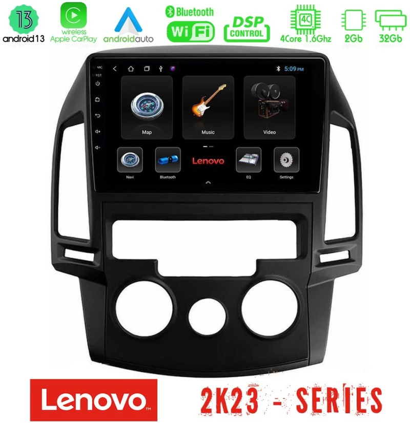 Lenovo car pad Hyundai i30 2007-2012 Manual a/c 4core Android 13 2+32gb Navigation Multimedia Tablet 9 u-len-Hy0799