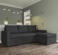 364652 CONCEPT ΓΩΝΙΑΚΟΣ ΚΑΝΑΠΕΣ ΚΡΕΒΑΤΙ ΜΕ ΑΝΑΣΤΡΕΨΙΜΗ ΓΩΝΙΑ - ΑΠΟΘΗΚΕΥΤΙΚΟ ΧΩΡΟ ΓΚΡΙ 218X153X80CM