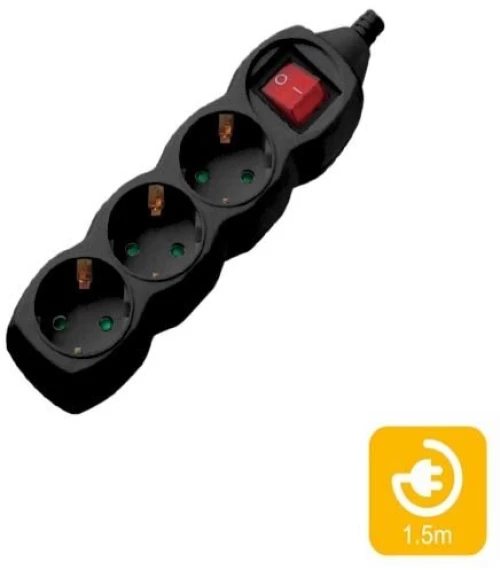 Πολύπριζα 3θ Με Διακόπτη 1,5M,3g1,5 μαύρο COM