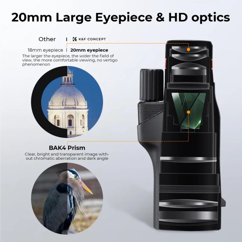 K&F Concept BAK4 HD 12x50 Waterproof Monocular (KF33.075)
