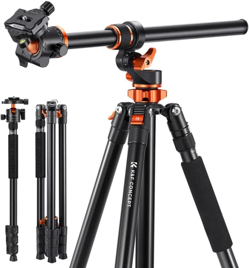 K&F Concept T254A7+BH-28L Magnesium Aluminum Tripod, Rotatable Multi-Angle Center & Detachable Monopod (KF09.119)