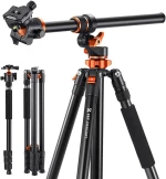 K&F Concept T254A7+BH-28L Magnesium Aluminum Tripod, Rotatable Multi-Angle Center & Detachable Monopod (KF09.119)