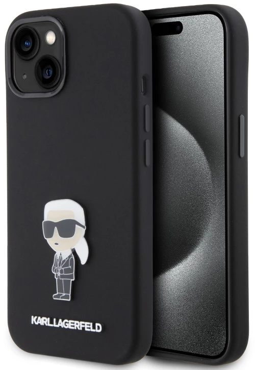 Karl Lagerfeld Ikonik Metal Pin Hard Case Θήκη προστασίας από σιλικόνη  – iPhone 15 (Black – KLHCP15SSMHKNPK)