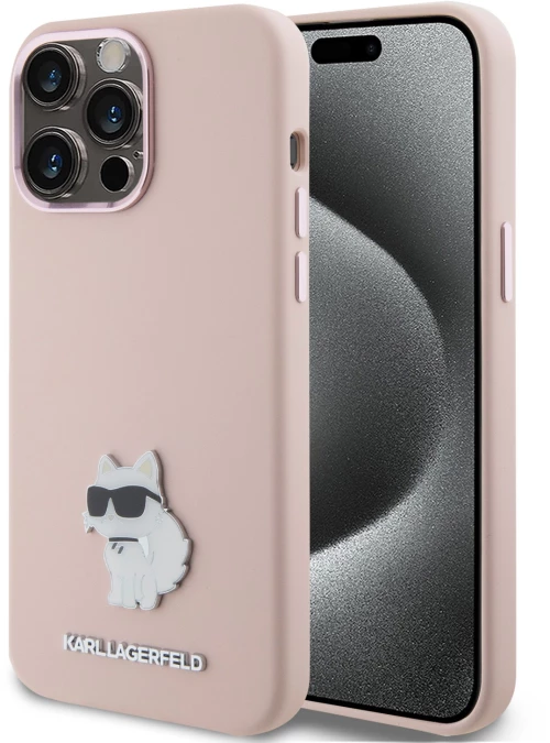 Karl Lagerfeld Choupette Metal Pin Hard Case Θήκη προστασίας από σιλικόνη  – iPhone 15 Pro Max (Pink – KLHCP15XSMHCNPP)