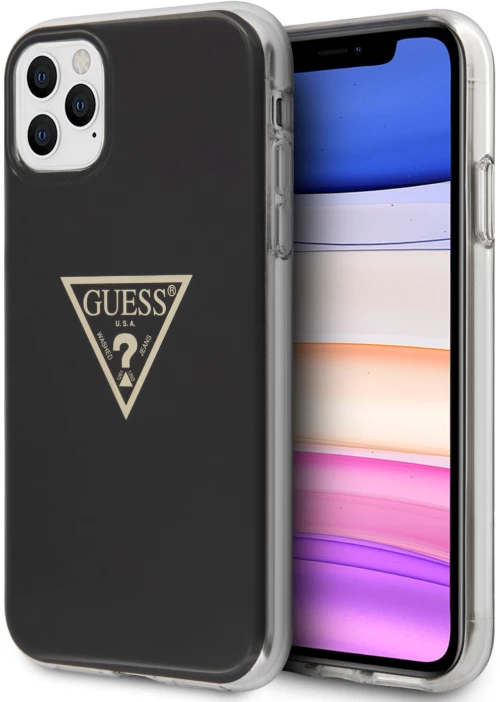 Guess “Metallic Triangle Glitter Logo Collection” Θήκη προστασίας από σιλικόνη – iPhone 11 Pro Max (Black – GUHCN65PCUMPTBK)