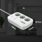 Tellur Smart Πολύπριζο Προστασίας 3 Θέσεων με υποδοχές 2xUSB-C - Λευκό