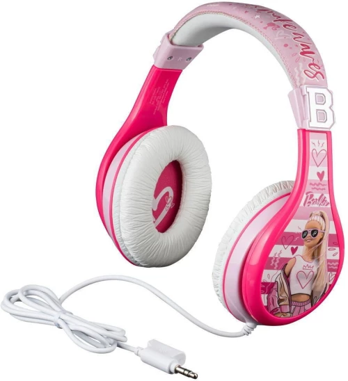 eKids Barbie Ενσύρματα Ακουστικά με ασφαλή μέγιστη ένταση ήχου για παιδιά και εφήβους (BE-140) (Λευκό/Ροζ)