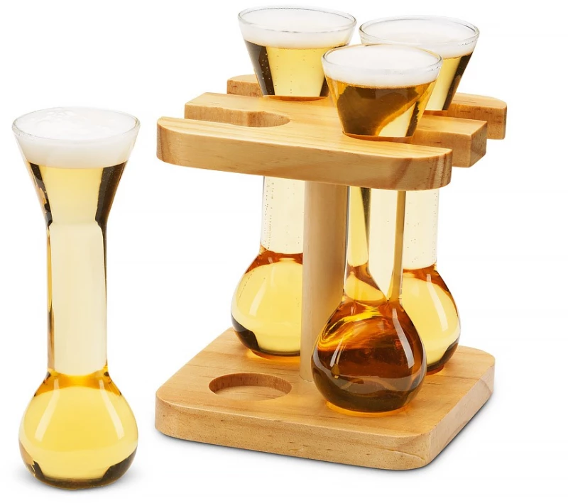 The Source Mini Yards Of Ale - Σετ Μινι Ποτηριών Μπύρας με Ξύλινη Βάση